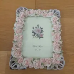 花の装飾フォトフレーム ピンク ホワイト