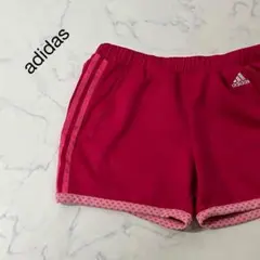 adidas ロゴ 刺繍 花柄 ウエストゴム 3本ライン ショート パンツ M