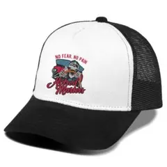 メッシュキャップ　アメカジ　英字　ヴィンテージ風　黒　白　 帽子