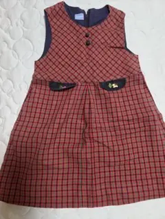 familiar ジャンバースカート 赤と緑のチェック柄　ワンピース