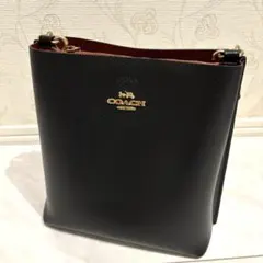COACH 袋付き ブラックレザー ショルダーバッグ