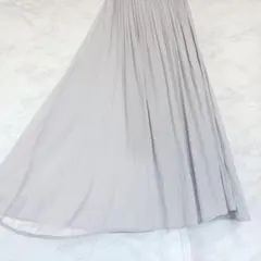 ライトグレー プリーツ ロング スカート ギャザー フレア L シンプル