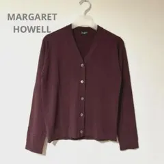 マーガレットハウエル ウールカーディガン　Vネック 英国製　ブラウン