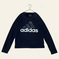 adidas アディダス ブラック トレーナー ビッグロゴ スウェット