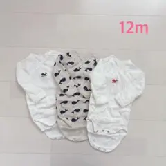 プチバトー　長袖あわせボディ3枚組　12m