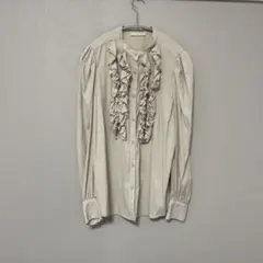 ESTNATION フリル付き長袖シャツ ベージュ　美品のサムネイル