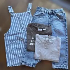 ZARA ストライプオーバーオール 半袖Tシャツ2枚 デニム 86cm 男の子のサムネイル