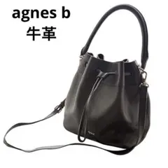 agnes b✨アニエスベー　黒いレザー　ショルダーバッグ　牛革　ハンドバック