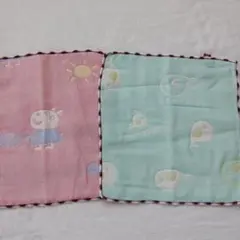 ガーゼタオル 動物キャラクター 2枚セット　約25×25cm