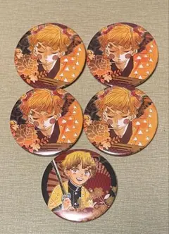 鬼滅の刃 我妻善逸 原作絵缶バッジ 5点セット