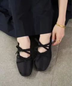 新品未使用 LE TALON Lダブルリボンバレリーナ ブラック 24.0