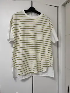 ONIGIRI ボーダー切替 半袖Tシャツ フリーサイズのサムネイル