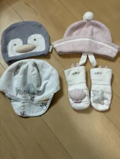 ジェラートピケ　ベビー帽子と靴下
