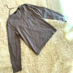 美品【COMME CA ISM】 グレー Vネック長袖カットソー L 綿