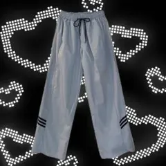 Y2K グレー ライン スラックス シャカシャカ