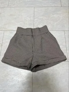 GRL 千鳥柄ハイウエストショートパンツ ブラウン