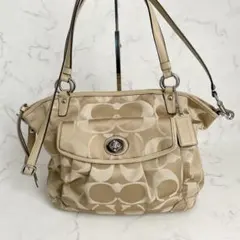COACH トートバッグ 2way ターンロック シグネチャー ショルダー