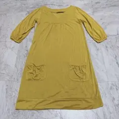 tocotoco トコトコ 七分袖 Tシャツ チュニック マスタード イエローのサムネイル