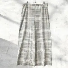 H&M ワイドパンツ M チェック タック ハイウエスト ロングa4434B