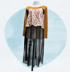 ROYAL PARTY オレンジ カットソーチュールワンピースキャミセット