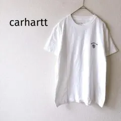 Z【カーハート】半袖Tシャツ L 白 ロゴ刺繍 綿100％ 丸襟 カジュアル