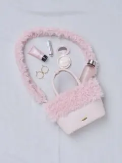 リリーブラウン ピンク エコファー付き バッグ