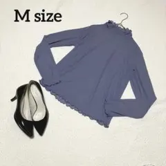 GU M ソフトリブタートルネックT シアートップス 紫 インナー