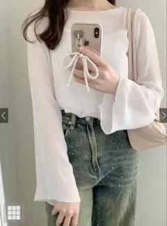 GRL キャミソール付き楊柳シアートップス[fo1257]のサムネイル