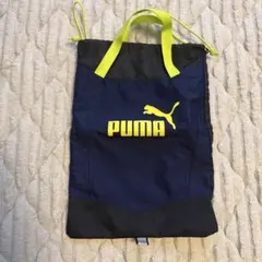 PUMA シューズバッグ 巾着袋 ネイビー×イエロー
