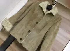 ジャケット スエード風　ボア襟付き