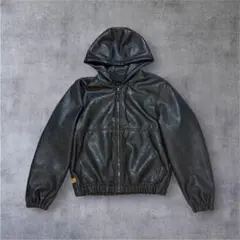 00s zara hoodie leather zipup jacket y2k
