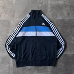 00s adidas トラックジャケット 刺繍ロゴ 紺 L A608 3本線
