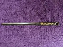 【時代物】鉄地 金象嵌 龍図 猪目透かし 馬針 (小柄 貫級刀) 刀装具 刀装具 時代物】鉄地 金象嵌 龍図 猪目透かし 馬針 (小柄 貫級刀) 刀装具 刀