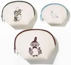 【GLOW 2020年4月号付録】 ムーミンシェル型 刺しゅうポーチ3点セット