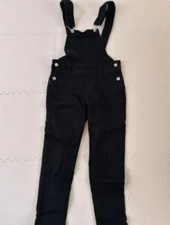 ブラックデニムオーバーオール　140cm キッズ 男女兼用
