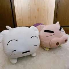クレヨンしんちゃん　ねそべりポーズぬいぐるみ　シロ　ぶりぶりざえもん　2種セット