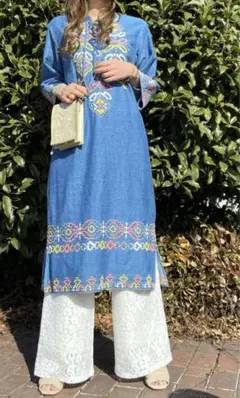 新品未使用タグ付き　カフタン　デニム　ワンピース