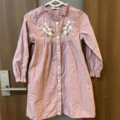 branshes ピンクストライプ シャツ ワンピース