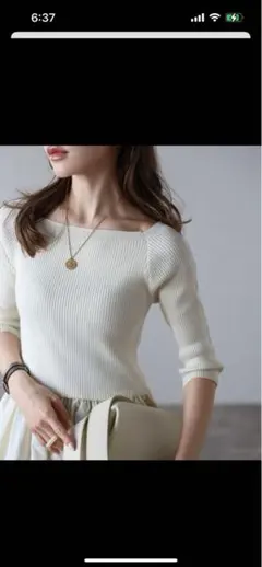 Bonjour Sagan スクエアネックニットコンビコクーンワンピース