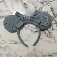 訳あり新品　ディズニーリゾート　カチューシャ デニム　ダメージ風　リボン　TDR