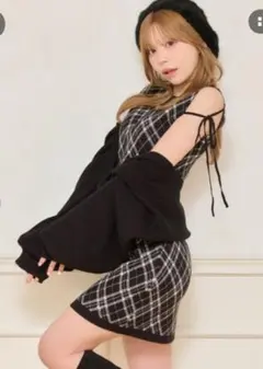 apres jour レイヤード風ニットワンピース ブラック M