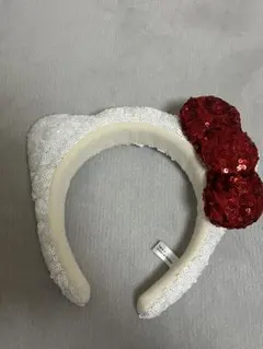 USJ ハローキティ カチューシャ ホワイト リボン キラキラ