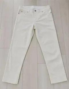 美品　AMACA アマカ クロップドパンツ 38 白 ストレッチツイル 三陽商会のサムネイル