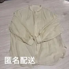 【美品】Discoat バンドカラー シアーシャツ アイボリーイエロー F