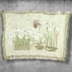 BPiR アート ラグ ビンテージ 古着 アイリス アヤメ 花柄 生け花 絨毯