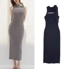 新品ANDMARY Mary logo long dress gray当日発送 - メルカリ
