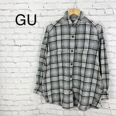 ネル シャツ オーバーサイズ 長袖 チェック M グレー E71