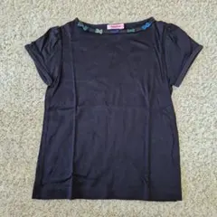 familiar ネイビー半袖 Tシャツ リボン装飾