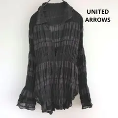 BEAUTY＆YOUTHシャーリングトップス黒シアーボーダー