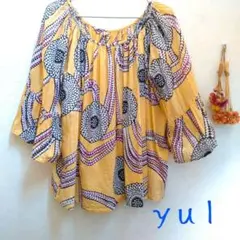 【値下げ】チャイハネ　 yul 　アフリカン柄ボリュームスリーブブラウス